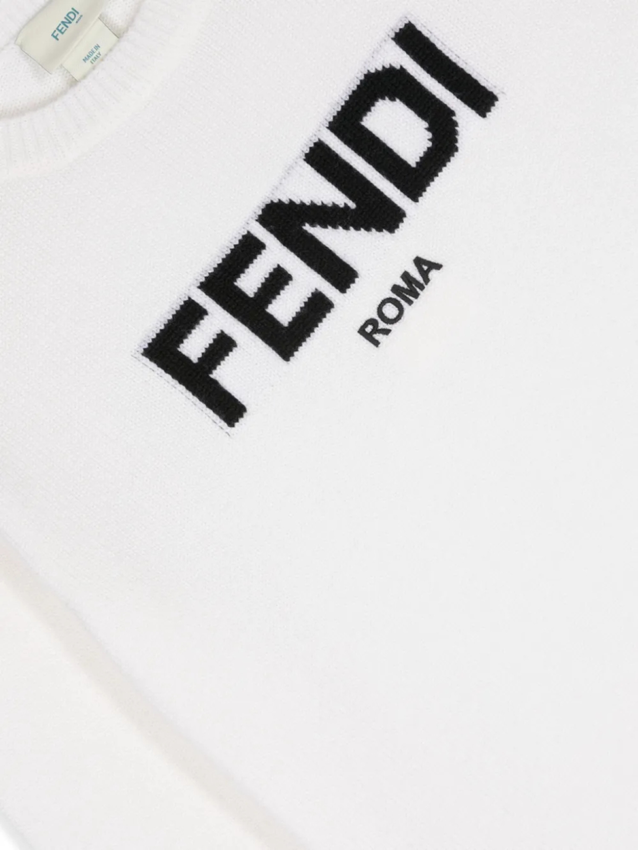 Шерстяной джемпер с логотипом Fendi Kids, нейтральный — фото 3
