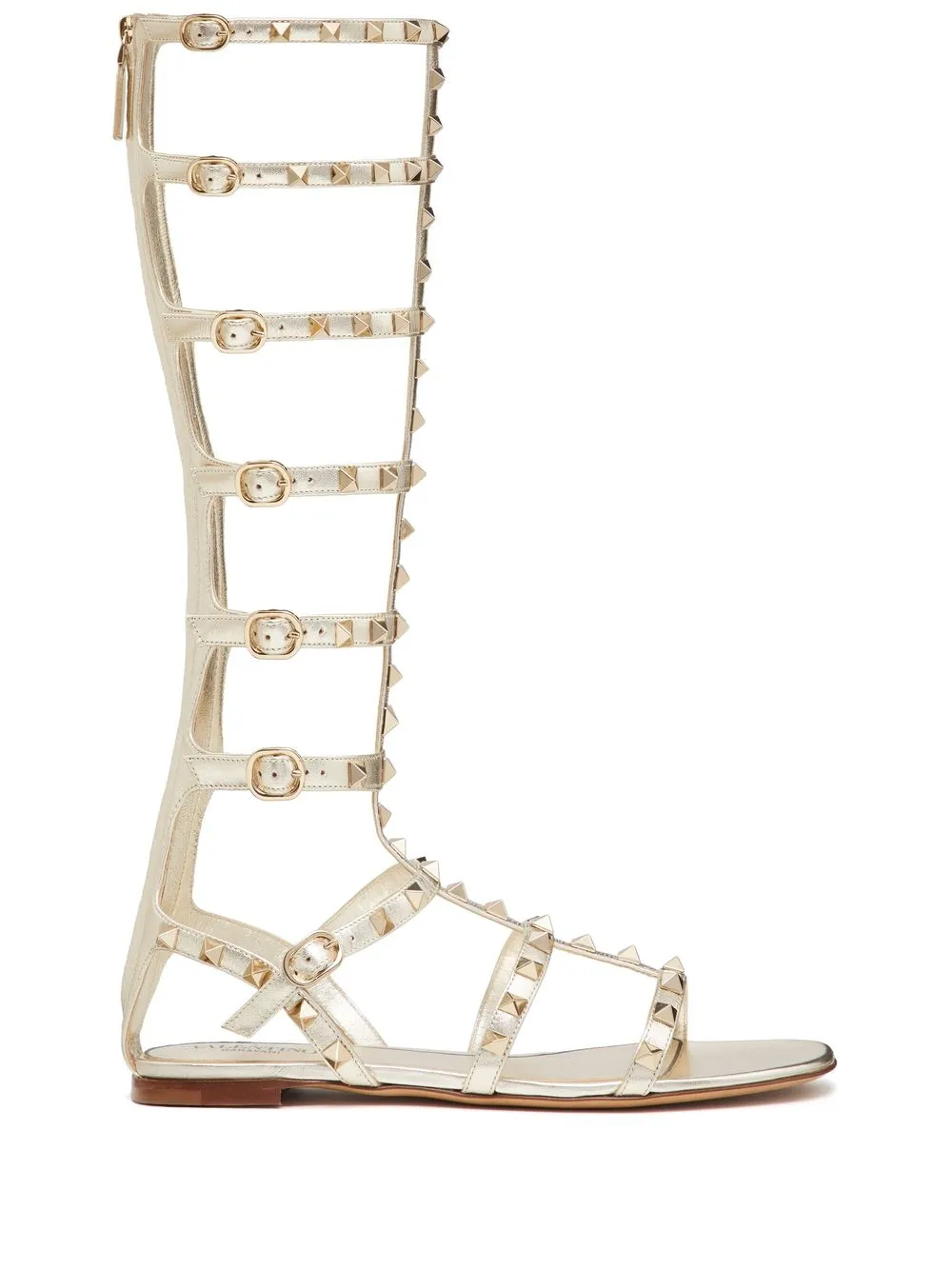 Сандалии Rockstud с эффектом металлик Valentino Garavani, нейтральный