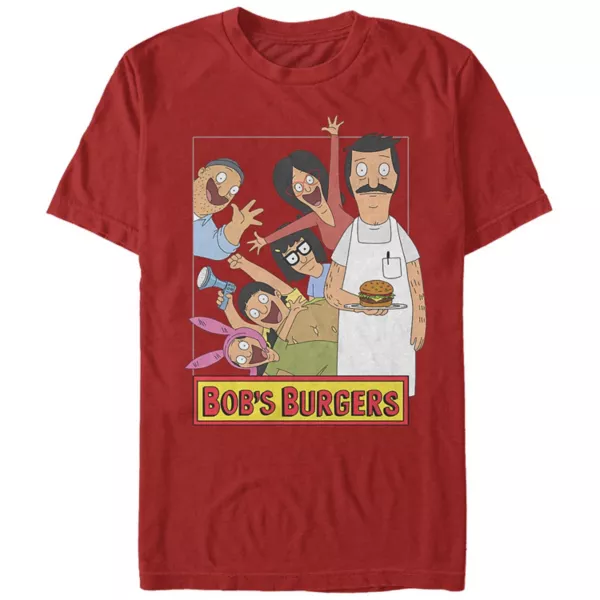 

Мужская футболка с семейной фотографией Bob's Burgers Licensed Character, красный