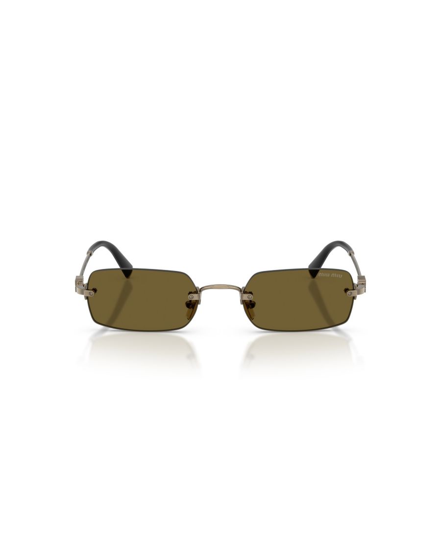 Женские прямоугольные солнцезащитные очки, MU B50S MIU MIU, Old Gold — фото 2