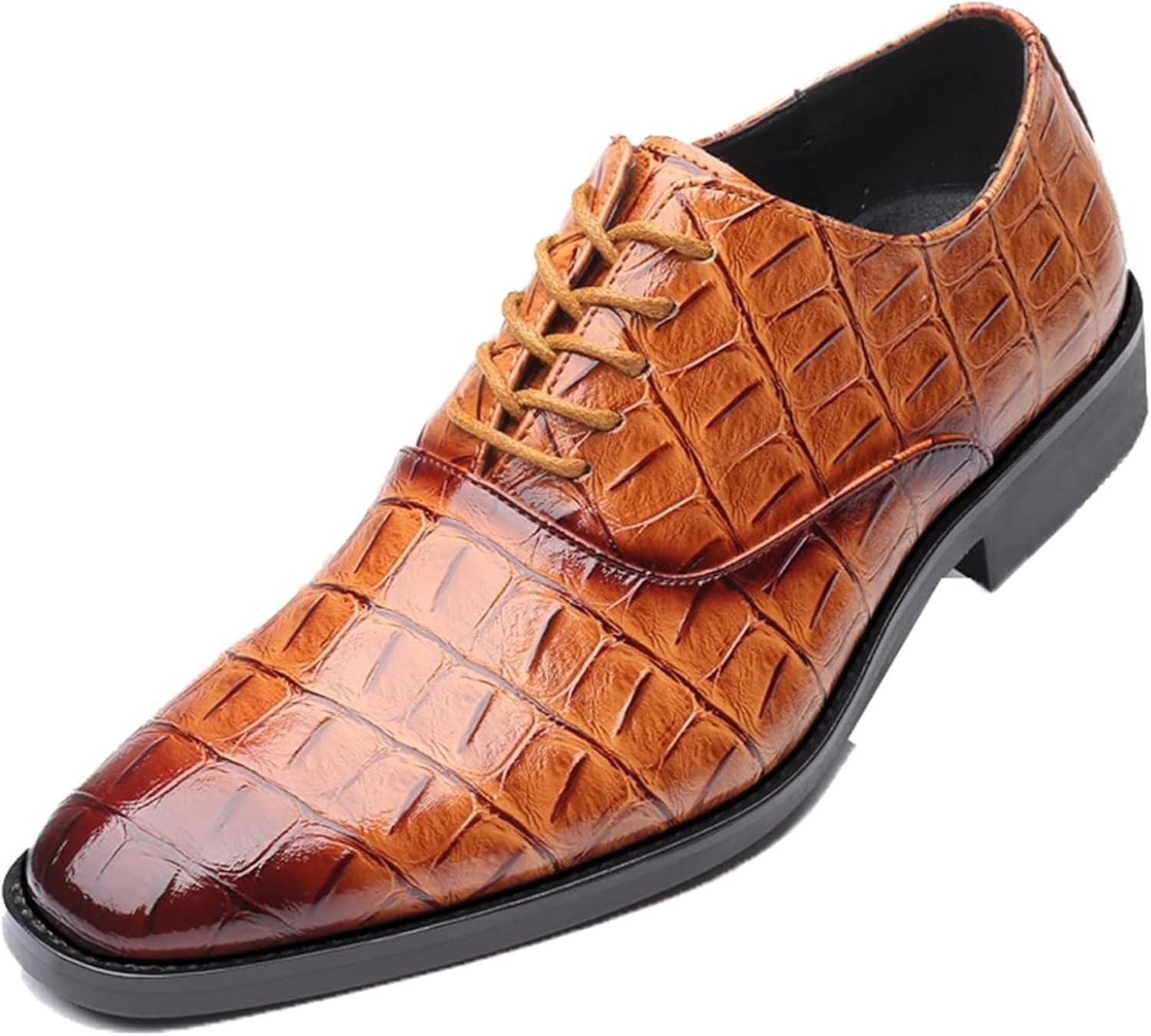 

Мужские классические городские туфли для жениха Oxford весна и осень с квадратным носком, британского стиля, на шнуровке, рабочие, размер 9,5, красные Generic