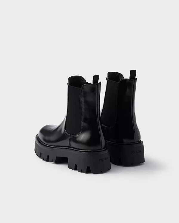 Женские ботильоны из матовой кожи Prada, черный — фото 4