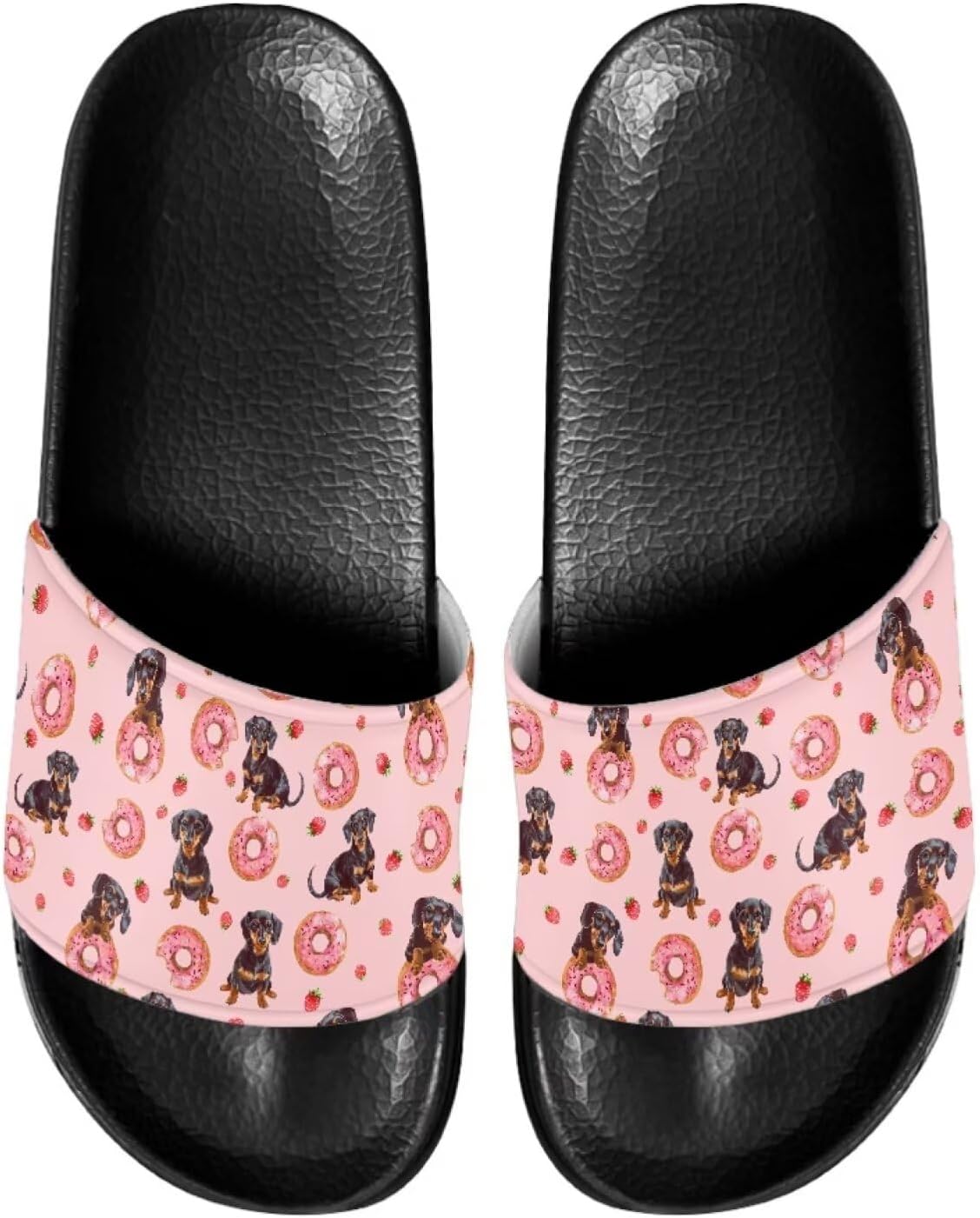 

Унисекс слайд-сандалии JoyLamoria с принтом, домашние тапочки для ванной, повседневная обувь на плоской подошве для мужчин и женщин, Doughnut Dachshund