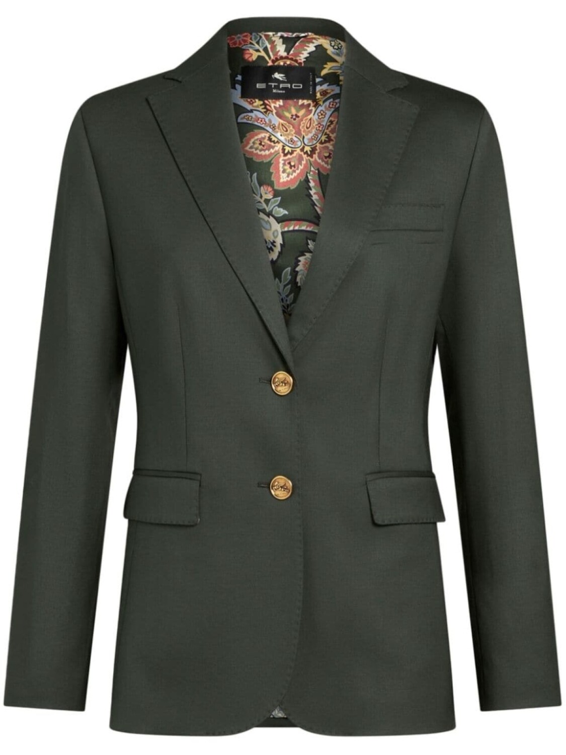 

ETRO однобортный шерстяной блейзер, зеленый