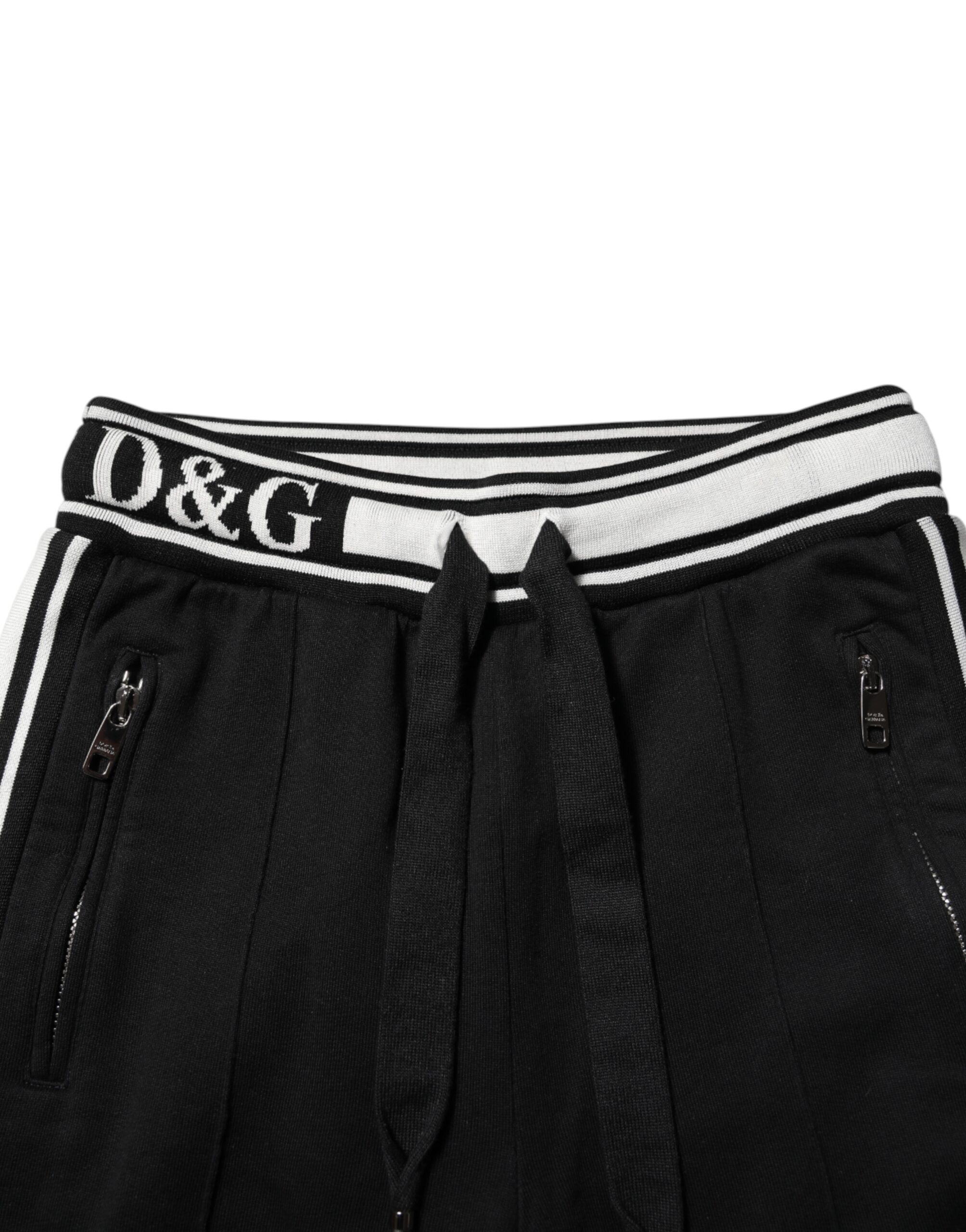 Черные хлопковые брюки-джоггеры с логотипом на талии Dolce & Gabbana, черный — фото 3