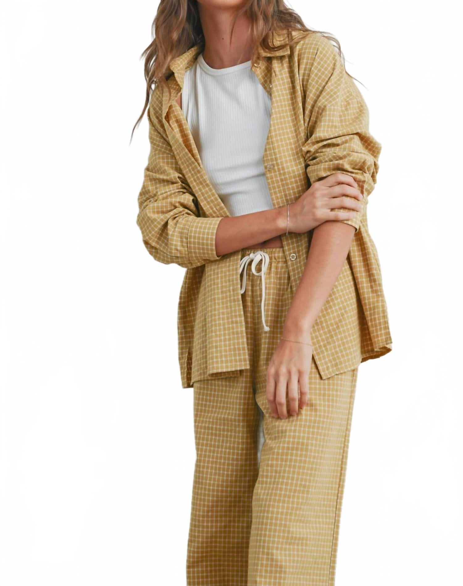 

Эми Микрочековая Рубашка На Пуговицах В Охра Buttermelon, Ochre