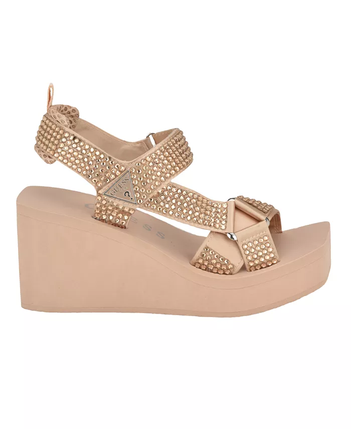 Женские босоножки-платформы Dawsin с ремешками и стразами GUESS, белый — фото 2