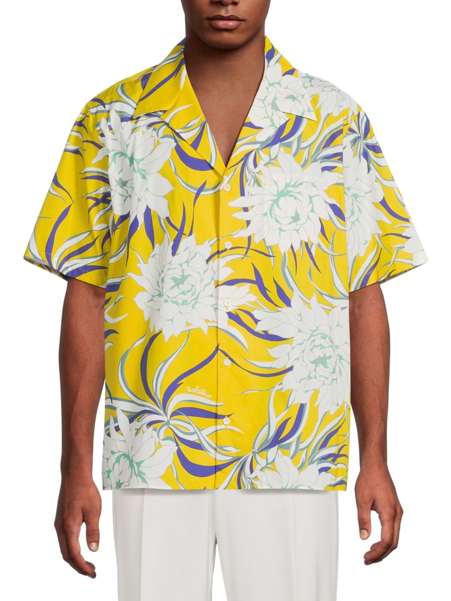 

Укороченная хлопковая рубашка с цветочным принтом Valentino, цвет Peony