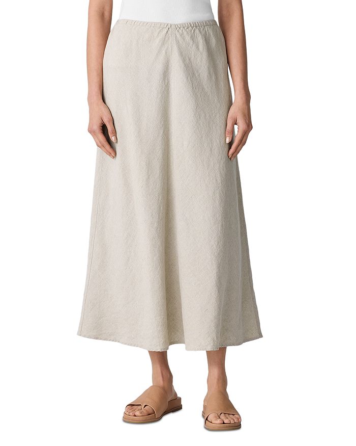 

Льняная юбка А-силуэта с косым кроем Eileen Fisher, белый