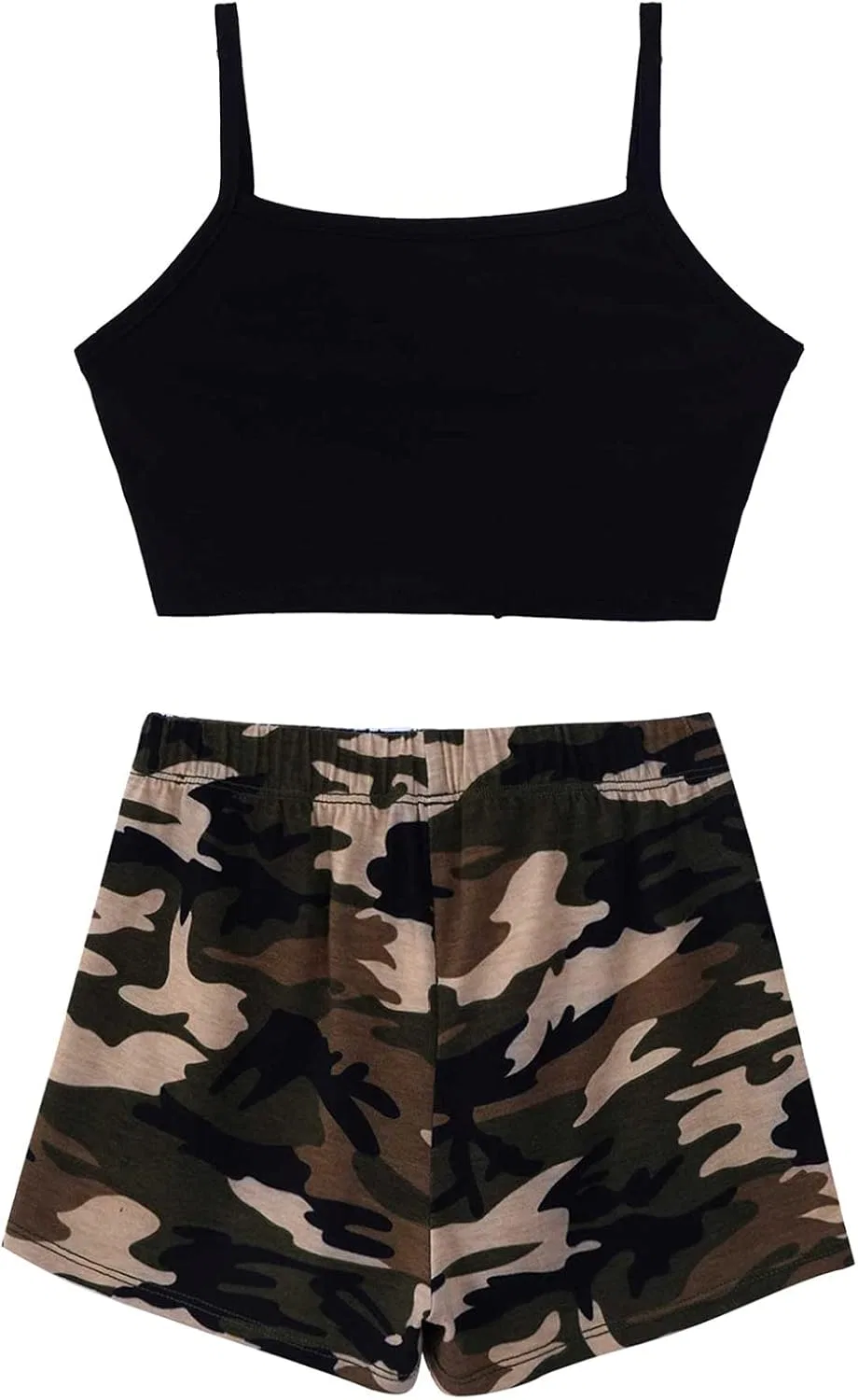 Детский спортивный костюм с камуфляжным принтом Choomomo, топ и шорты, Green_camouflage — фото 4