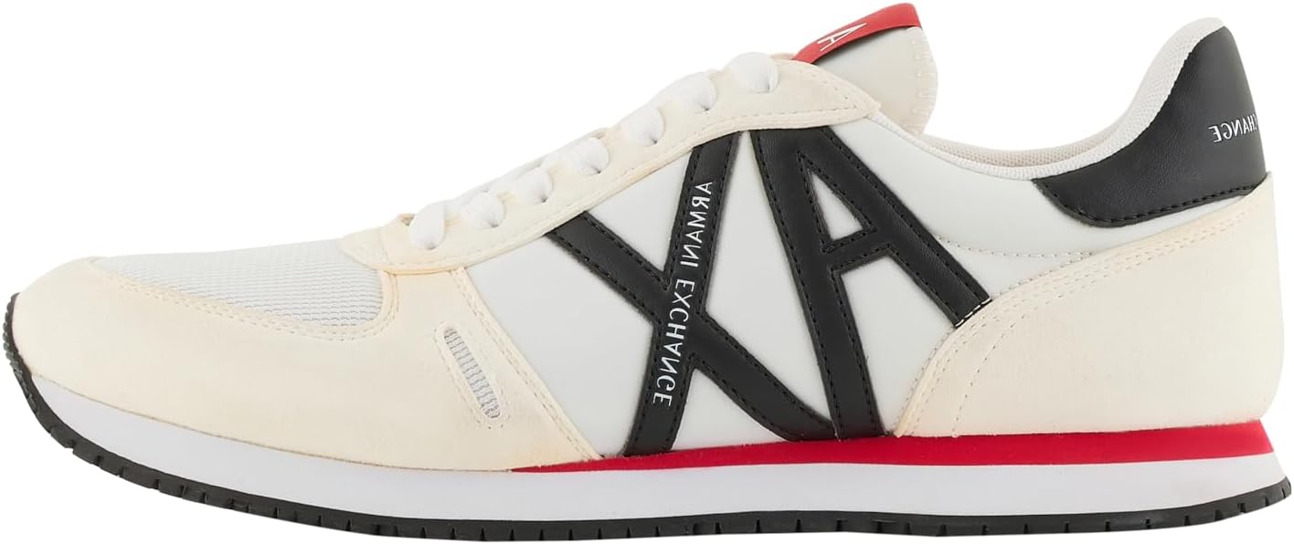 

Мужские кроссовки AX Armani Exchange из текстурированной замши и сетки с логотипом, белый/черный