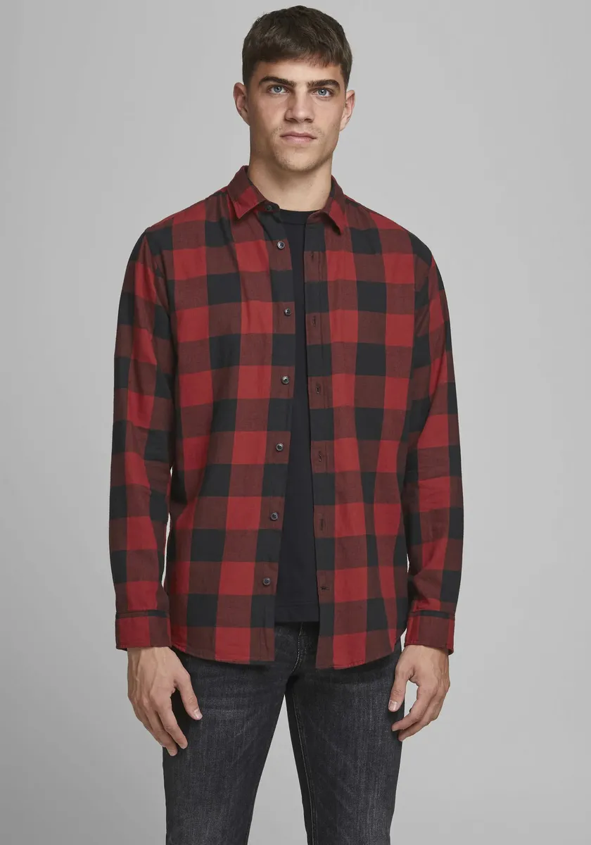 

Рубашка в клетку Jack & Jones "JJ JJEGINGHAM TWILL SHIRT L/", черный