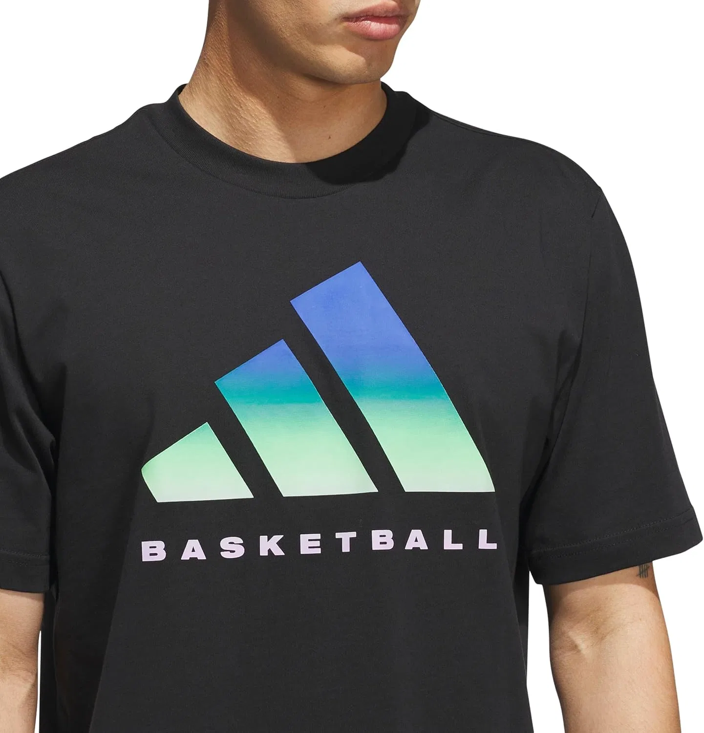 Футболка мужская adidas Basketball, цвет Black/Lime Burst — фото 3
