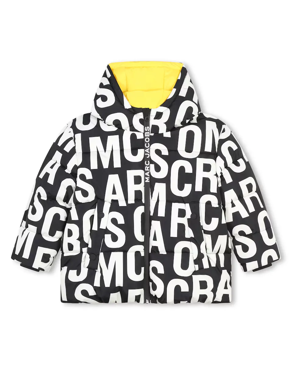 

Пуховик с принтом, капюшоном и молнией Marc Jacobs, черный