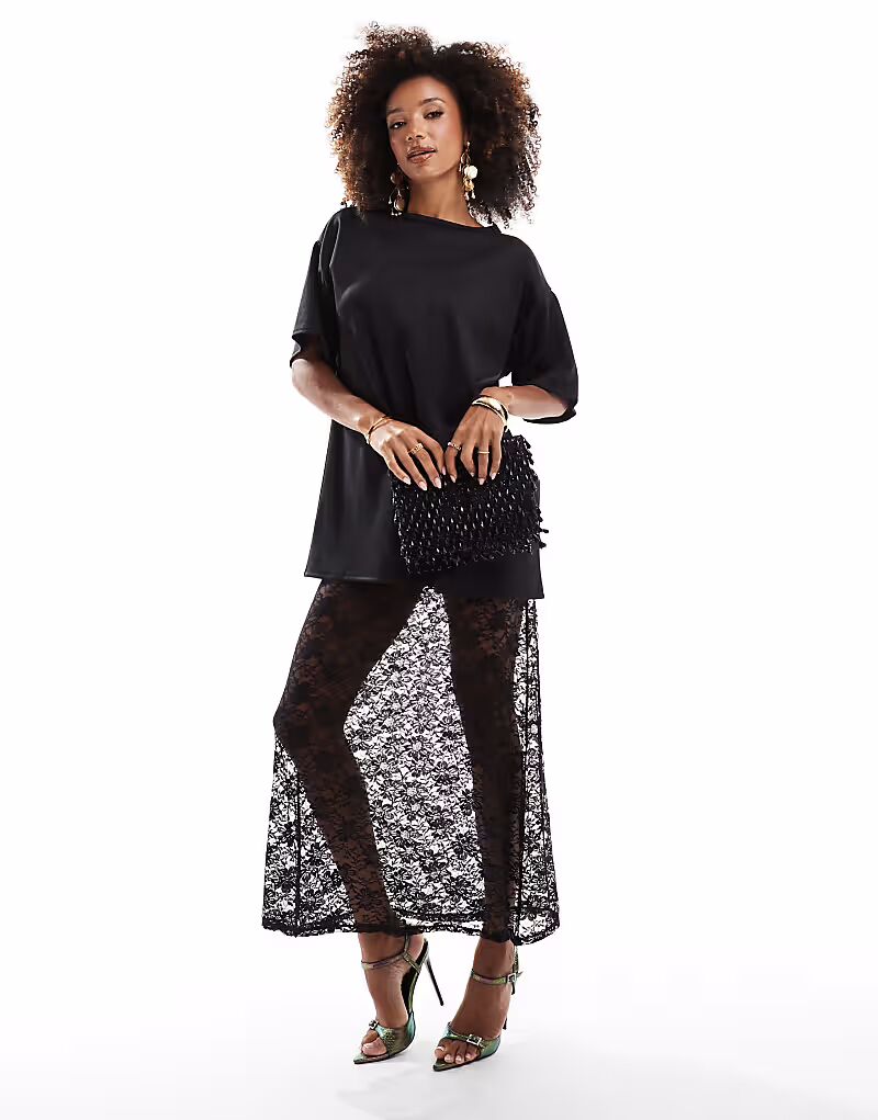 

Платье-комбинация миди черного цвета Asos Design