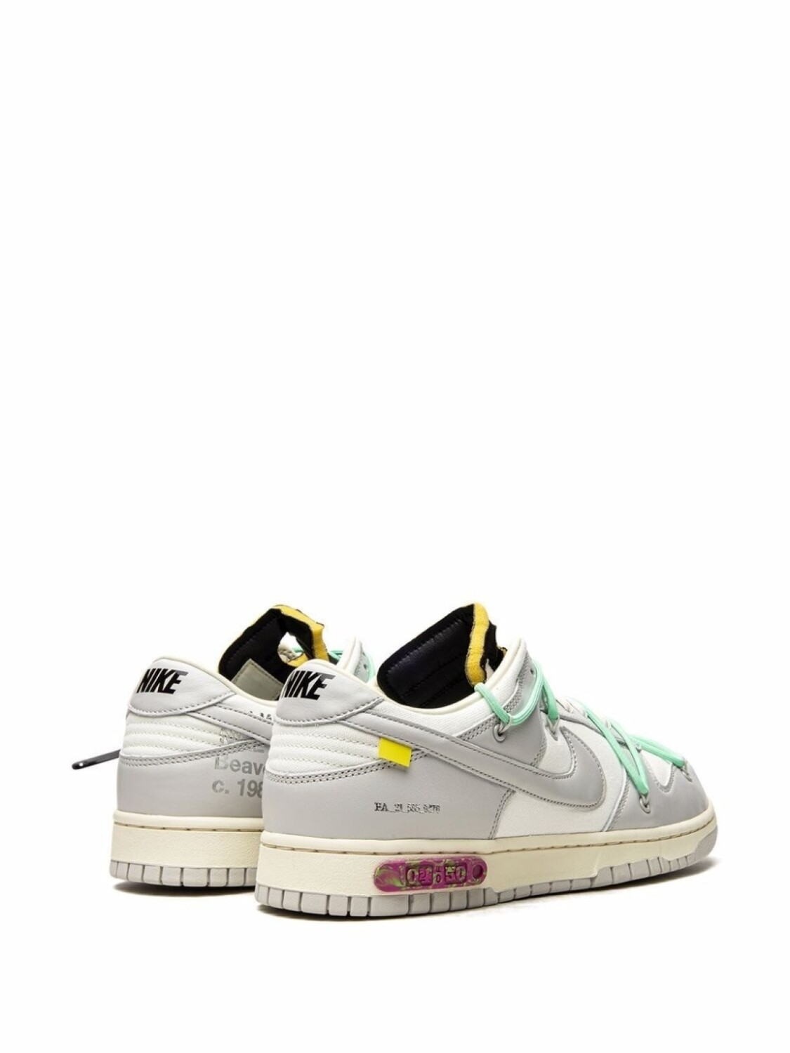 Кроссовки Nike х Off-White Dunk Low, серый/зеленый — фото 3