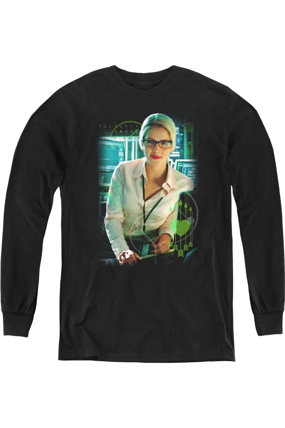 

Футболка с длинным рукавом Arrow Felicity Smoak для подростков Gildan, черный