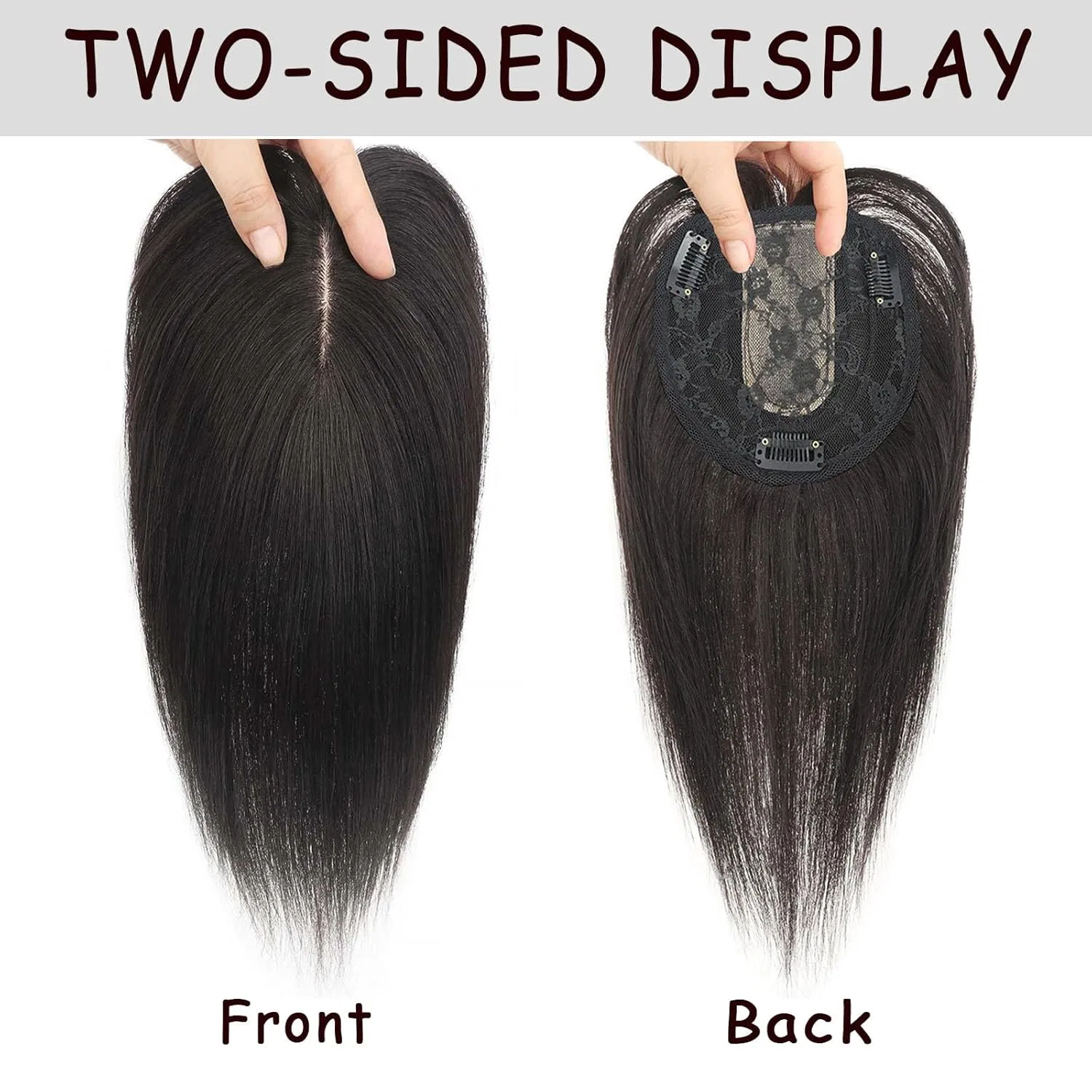 Накладка для волос на шелковой основе с челкой (35.5 см) Eree Hair, Dark Brown — фото 3
