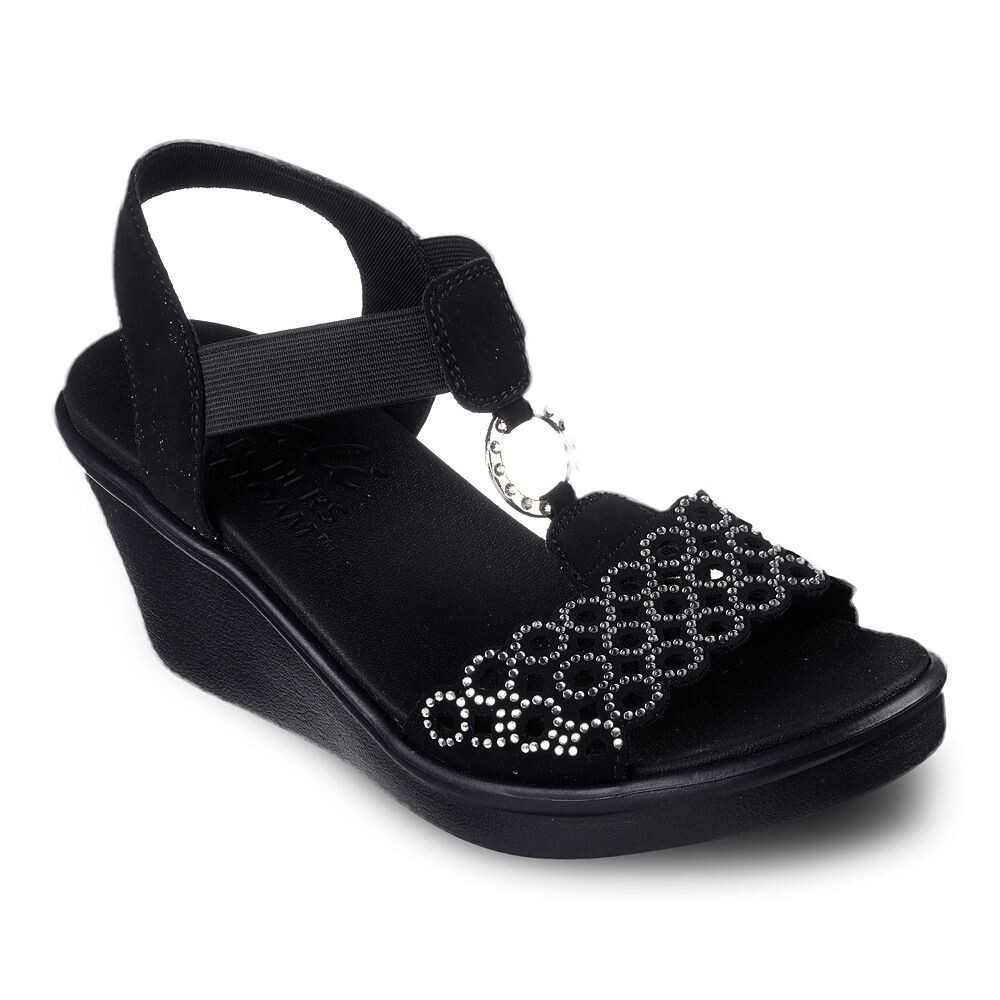 Женские босоножки на танкетке Skechers Cali Rumble On Queen B2, цвет Black Silver