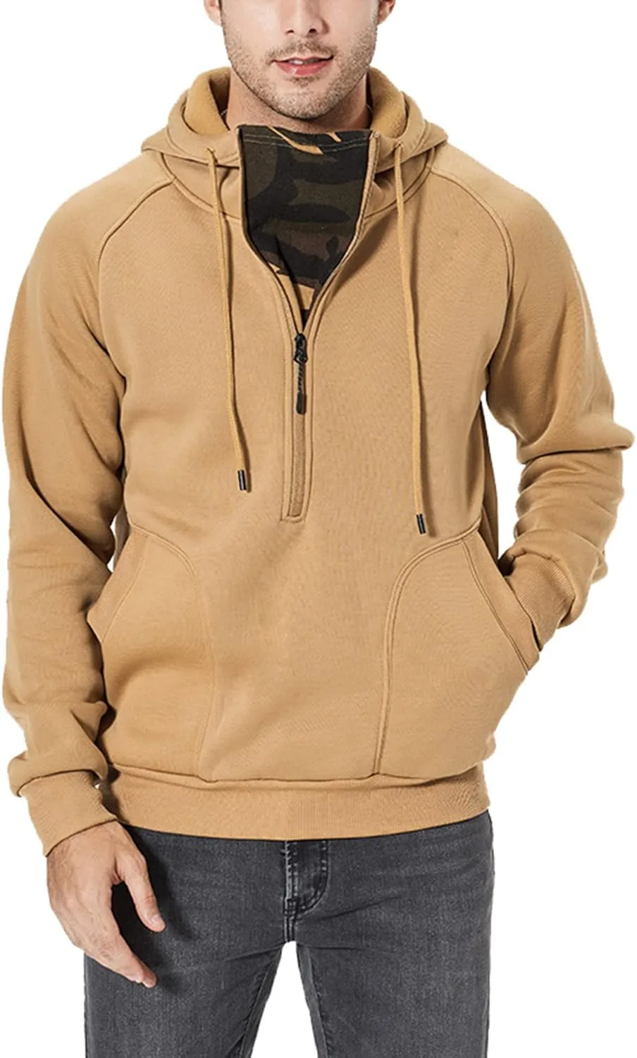 

Мужской худи с камуфляжным принтом и капюшоном на молнии 1/2 Easyoyo