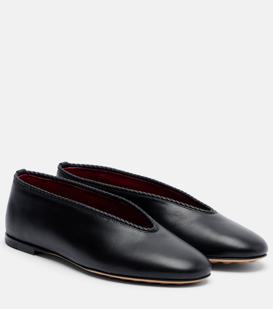 Балетки из кожи розового цвета Bottega Veneta, Black