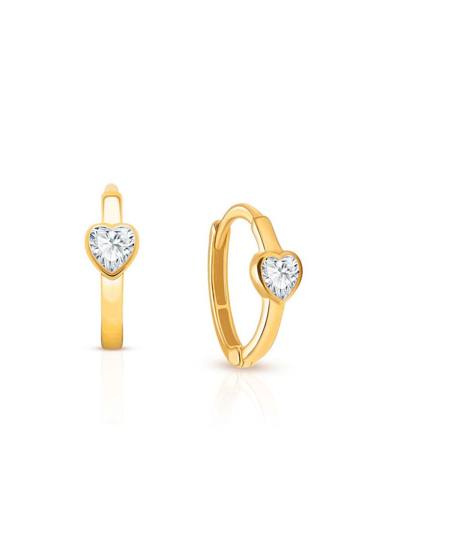 

Детские серьги-кольца Настоящая любовь из 14-каратного золота с прозрачным сердечком для девочек Tiny Blessings, 14k yellow gold