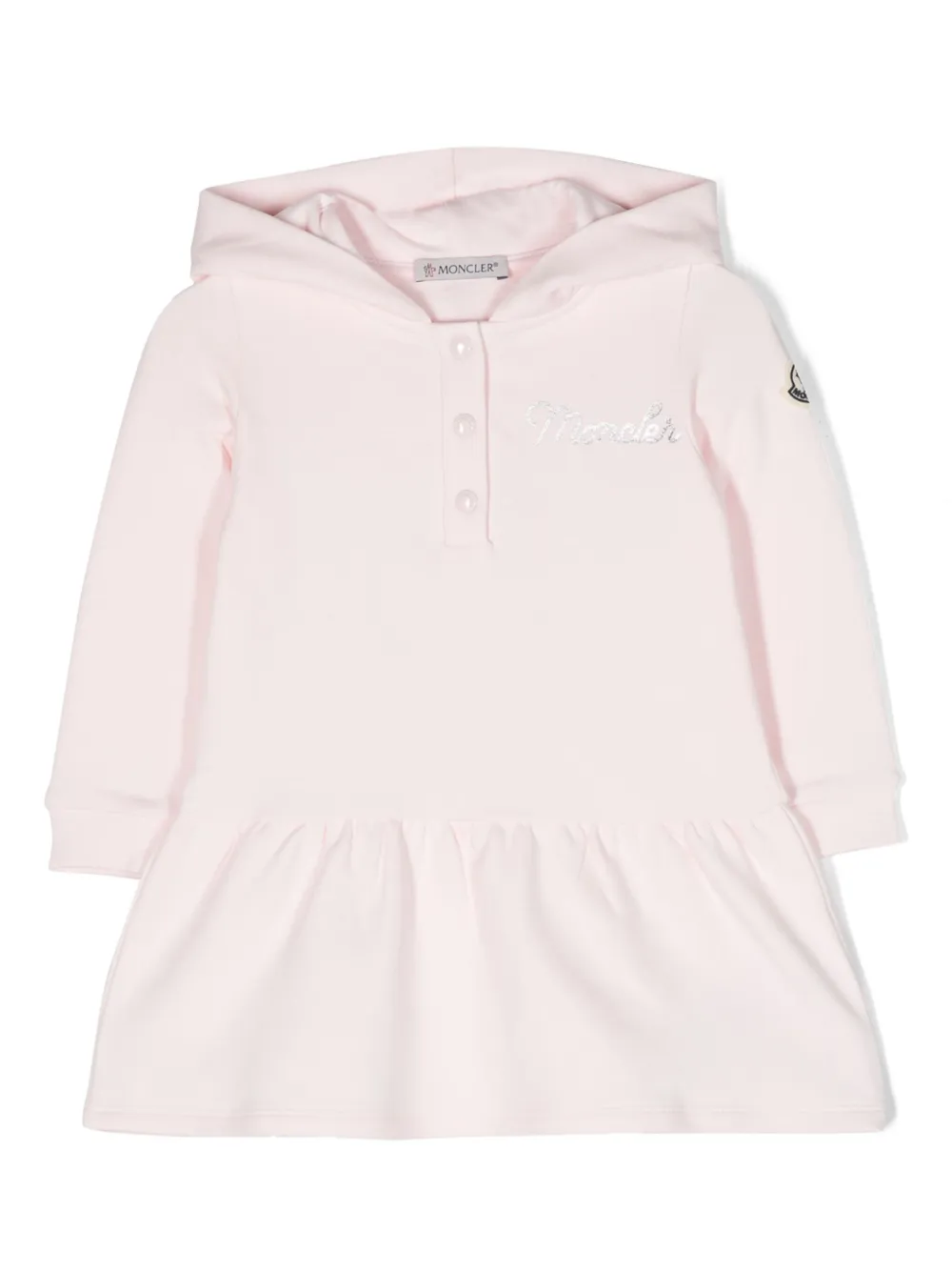 

Платье с капюшоном и вышитым логотипом Moncler Enfant, розовый