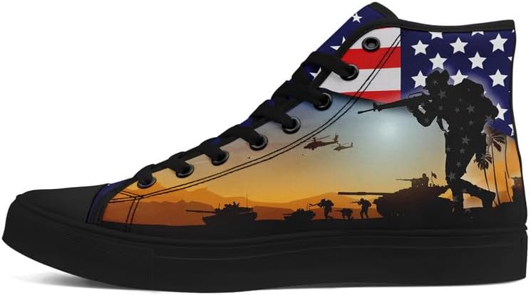 

Высокие кеды на шнуровке для мужчин и женщин с флагом США, классические модные повседневные кроссовки для празднования американской независимости Awsole, черный