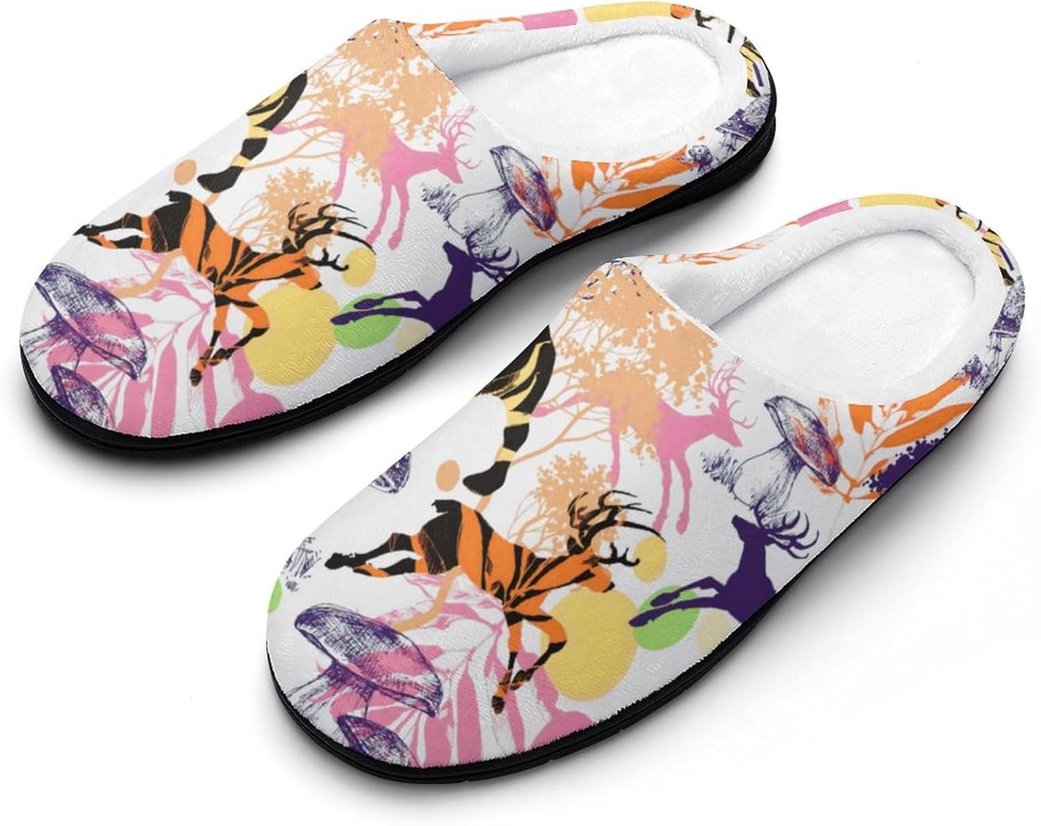 

Тапочки Kojxou Sloth Happy Halloween для женщин и мужчин, с супинатором из пены с эффектом памяти, хлопковые домашние сабо, удобные шлепанцы для дома и улицы, Tropical Leaves Cute Animals