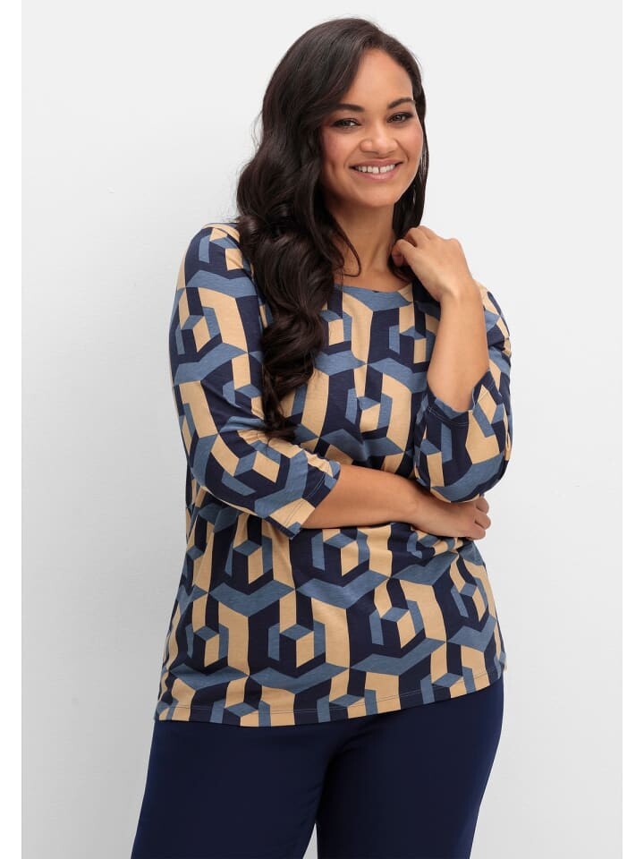 

Футболка sheego 3/4-Arm-Shirt, цвет marine gemustert