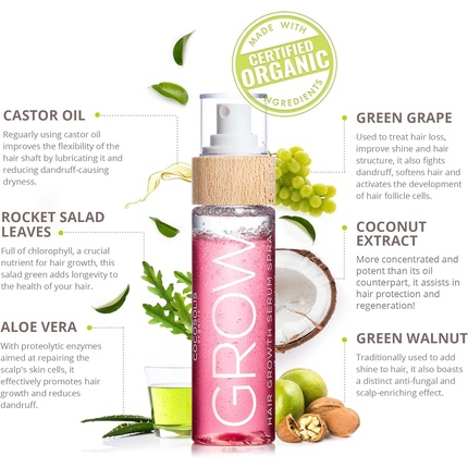 COCOSOLIS Grow Hair Growth Serum Spray - Масло для волос для густых, крепких и блестящих волос - Сыворотка для лечения волос для всех типов волос - Сыворотка для роста волос с легким и фруктовым ароматом 110 мл — фото 3
