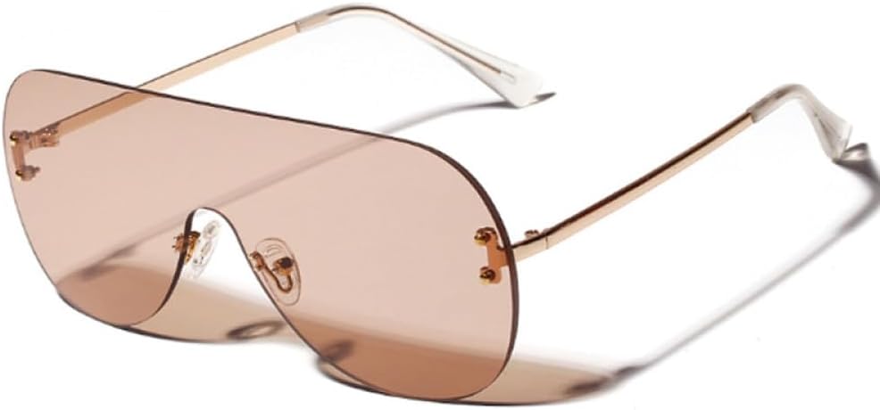 

Солнцезащитные очки в крупной оправе для женщин, прозрачные, летние модные, без оправы, солнцезащитные очки для мужчин, большие, металлические, UV400 generic, Gold Coffee