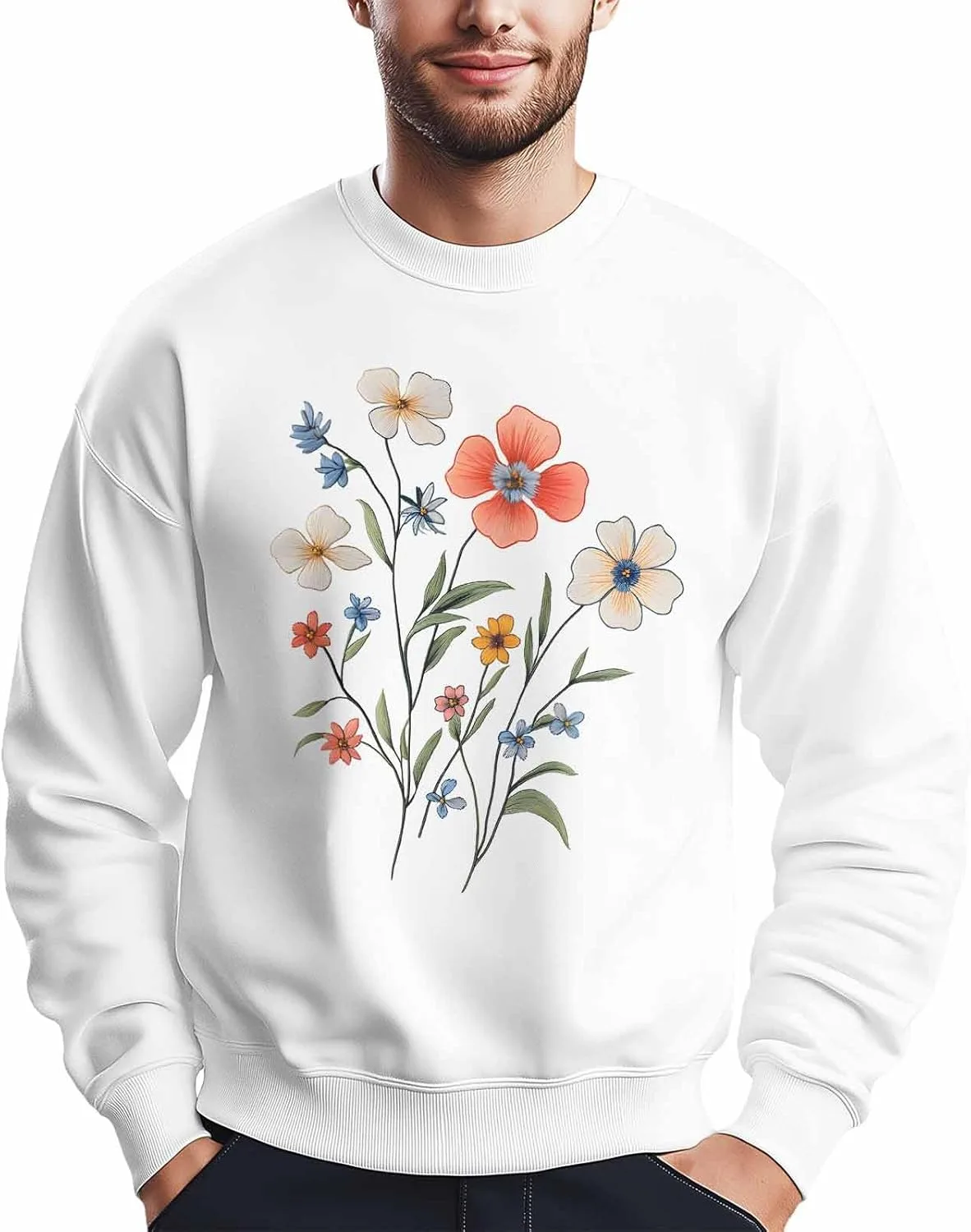 

Мужской свитшот с весенним цветочным принтом, лонгслив Winvebermior