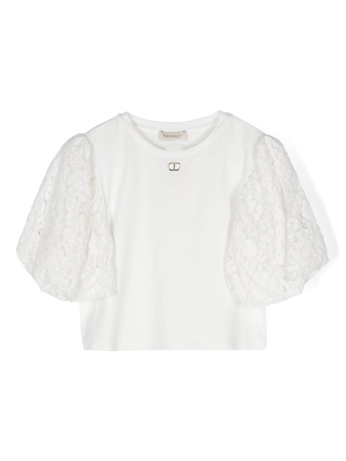 

Блузка из джерси с кружевными рукавами TWINSET Kids, белый