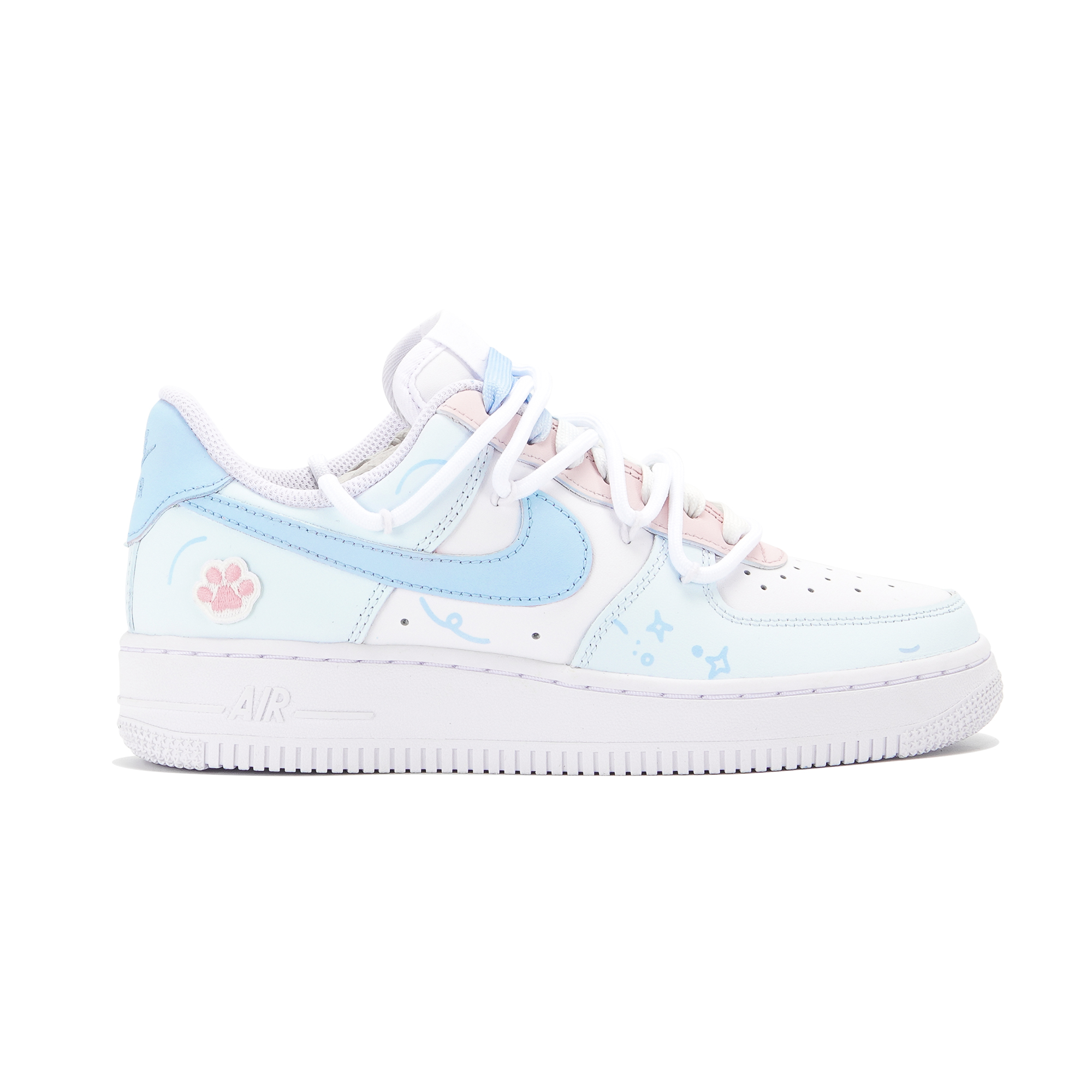 Кроссовки Air Force 1 LE с низким верхом, амортизирующие, противоскользящие, износостойкие, для детей и подростков Nike, розовый/синий — фото 4