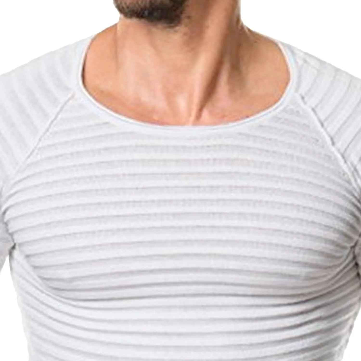 Мужской вязаный свитер с длинными рукавами, полоска, slim fit — фото 2