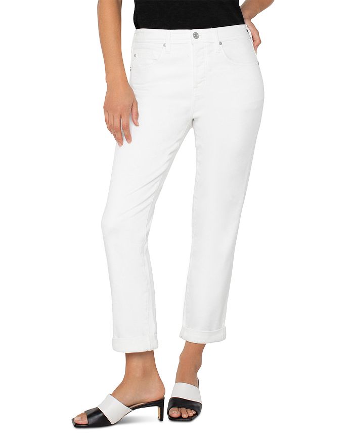 

"Keeper High Rise Rolled Cuff Boyfriend Jeans" в ярко-белом цвете Liverpool Los Angeles, белый