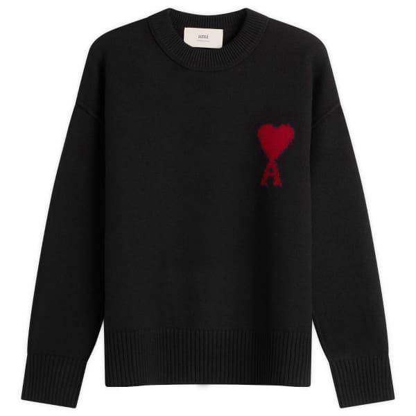 

Свитер с круглым вырезом и контрастной отделкой "ami de coeur" Ami Paris, Noir/Rouge