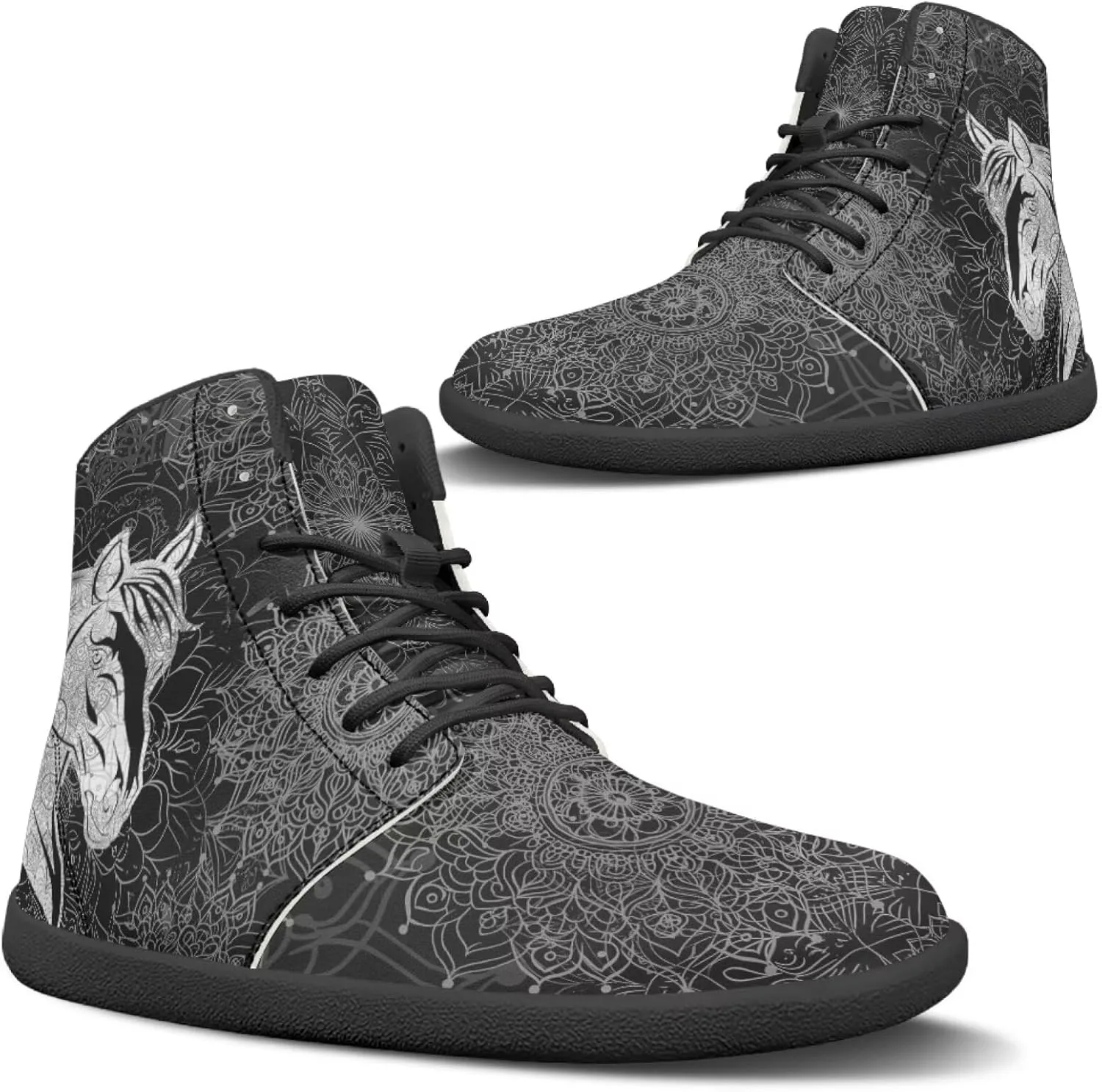 Мужские и женские босоножки Mens Wolves с высоким верхом, минималистичные кроссовки для трейл-раннинга с принтом лошади, босоножки с широкой носочной частью, кроссовки с принтом дракона Glomenade