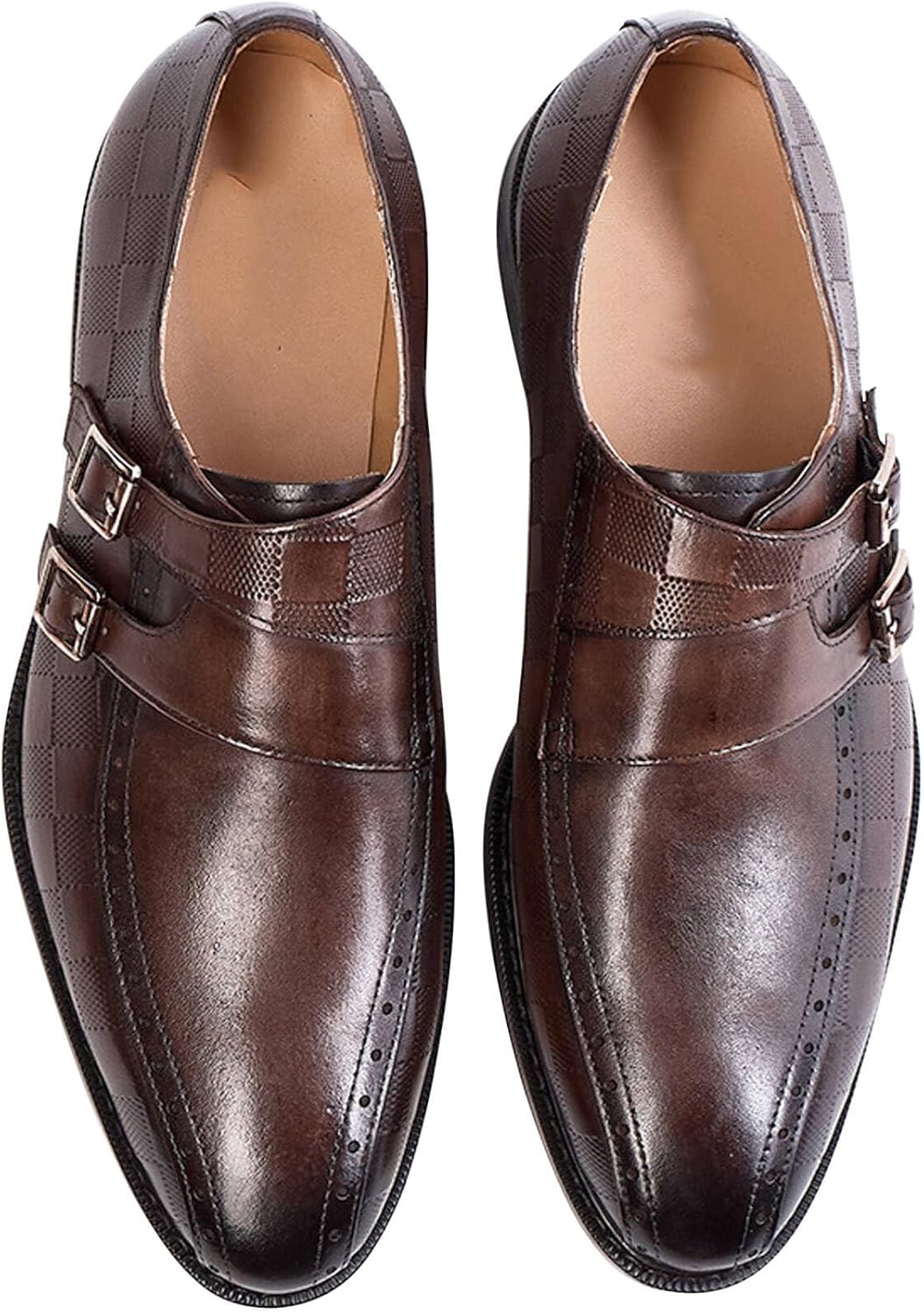 

Мужские классические туфли с двумя пряжками, лоферы из натуральной кожи для вечерних мероприятий, свадеб, деловой и повседневной носки, удобные туфли под смокинг Santimon, Coffee