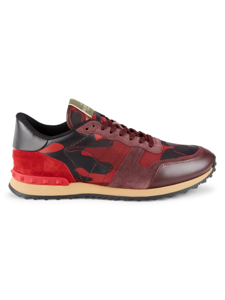 

Кроссовки Rockstud из кожи и замши Valentino Garavani, красный