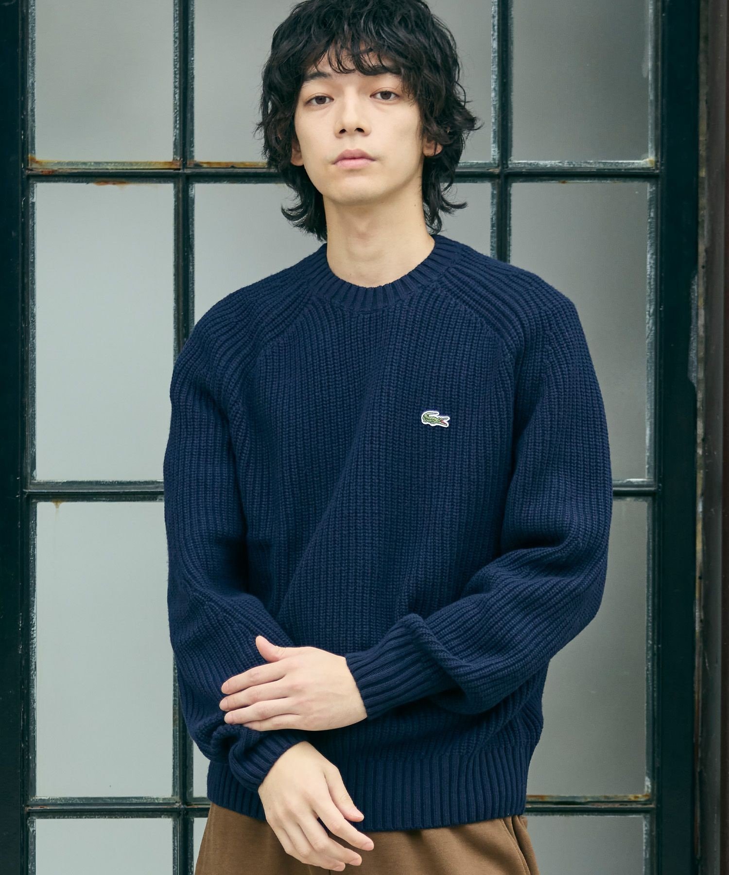 Вязаный свитер простой вязки LACOSTE, Navy