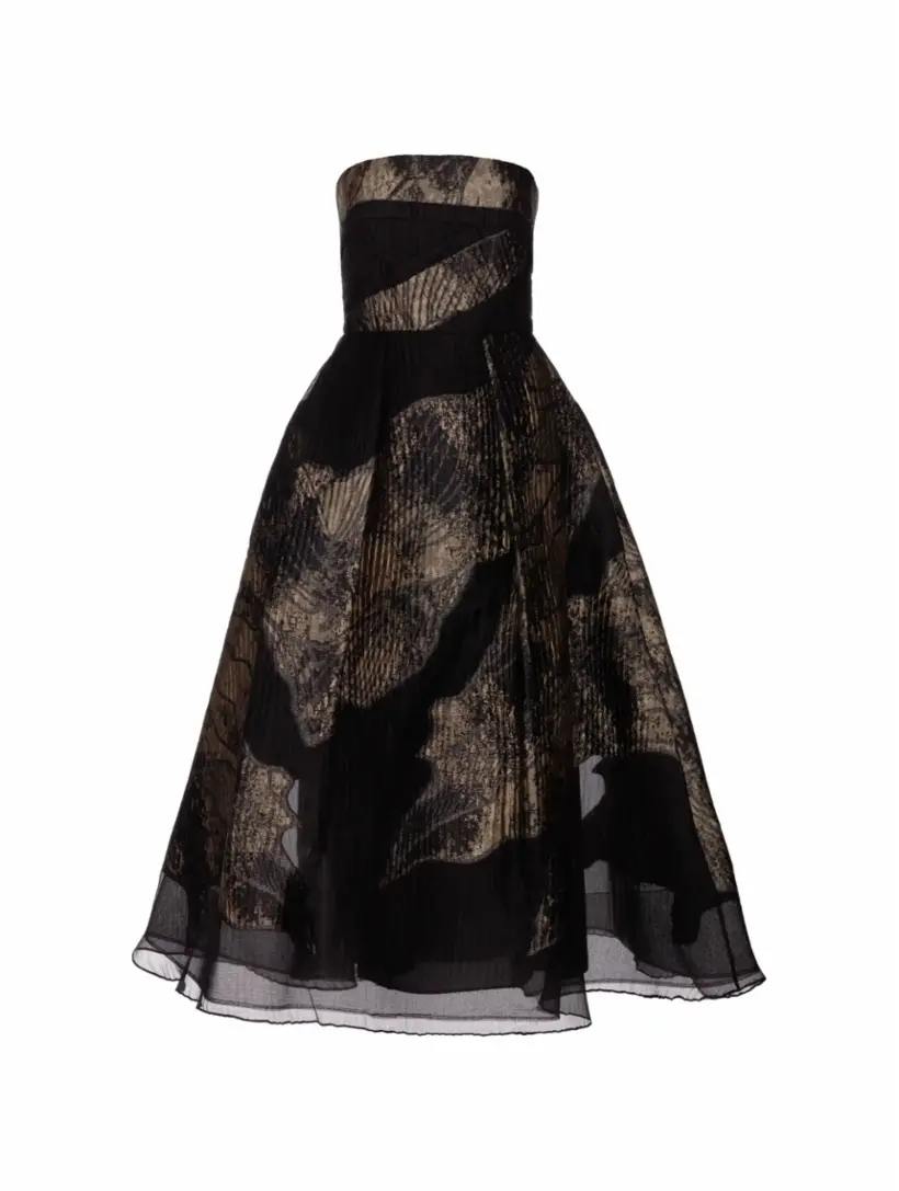 

Платье-бандо с принтом Elie Saab, черный