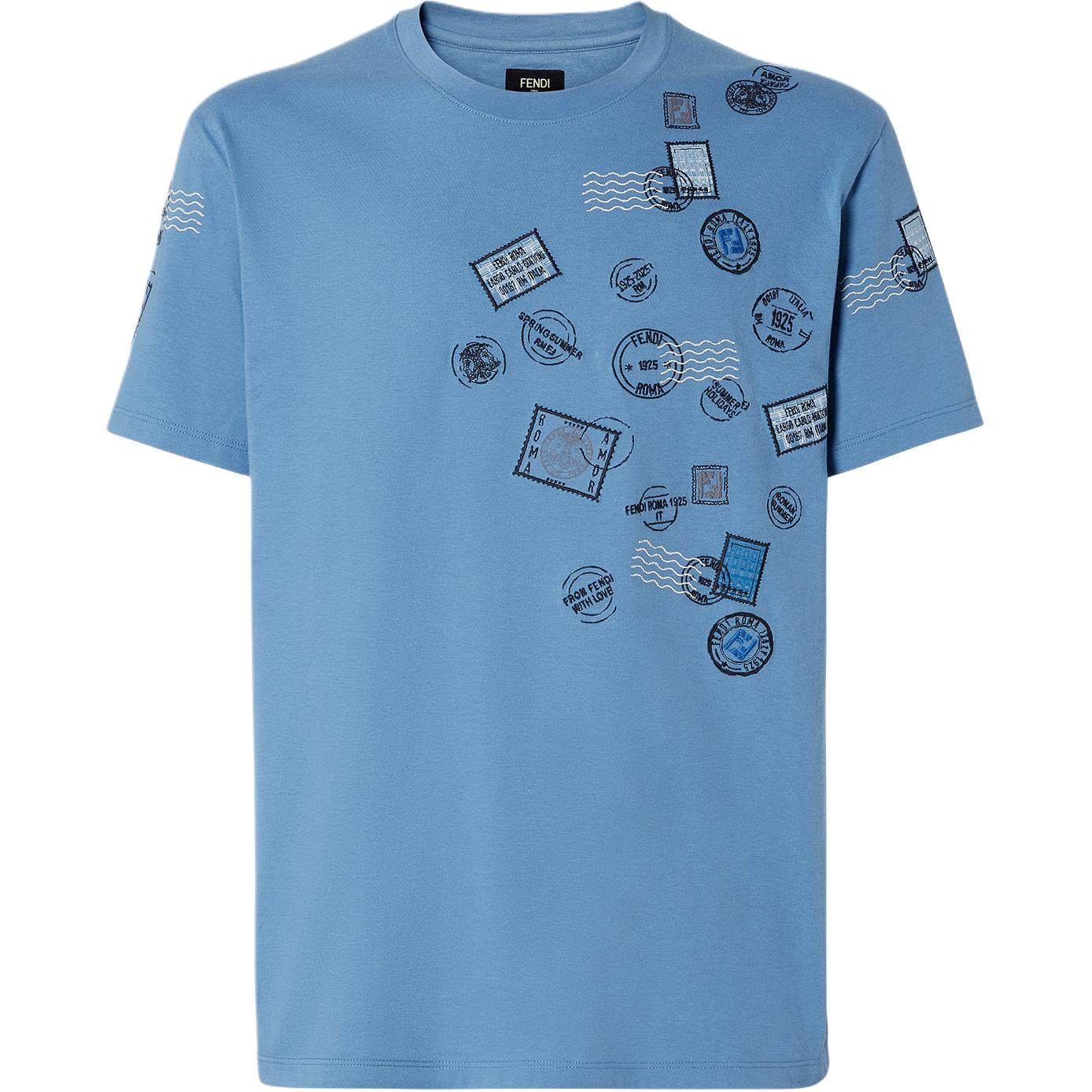 

Футболка с вышивкой Stamp FENDI, светло синий
