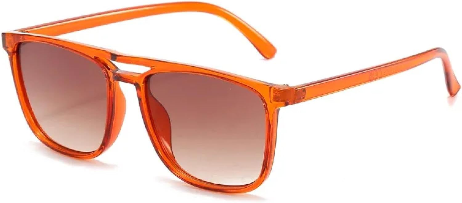 

Классические ретро солнцезащитные очки с двойной перемычкой для женщин, модные очки, трендовые мужские солнцезащитные очки с леопардовым принтом, защита от УФ-излучения UV400 TKKTLLT, Orange