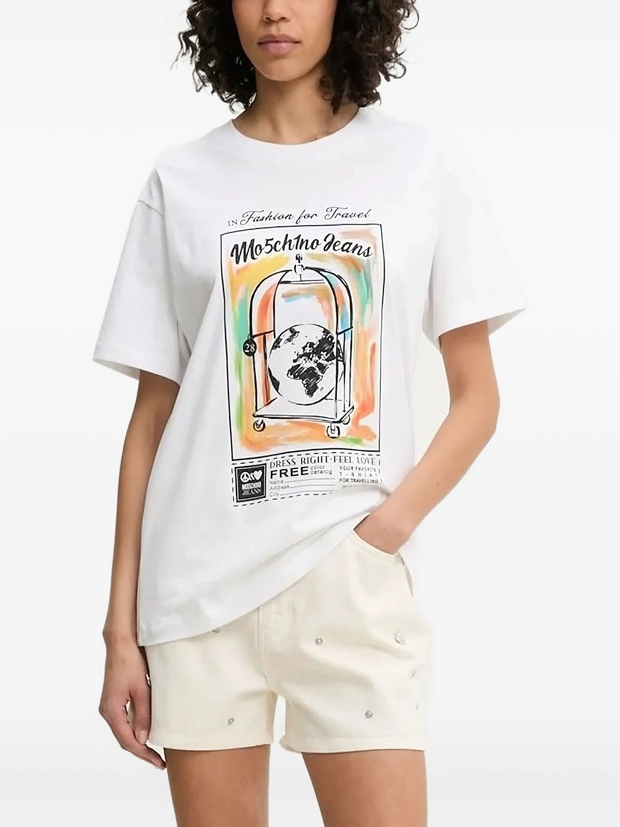 

Футболка с графичным принтом Moschino Jeans, белый