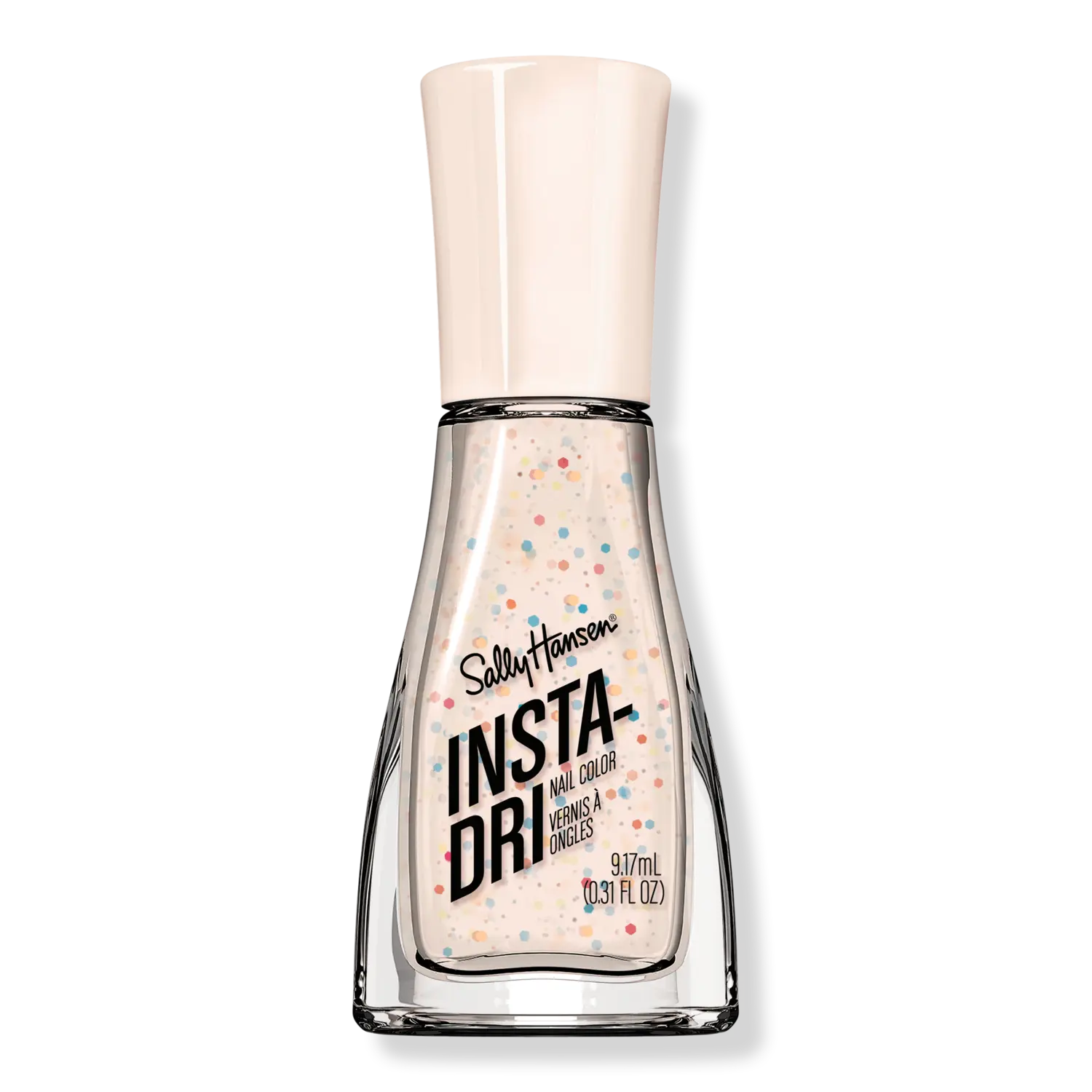 

Лак для ногтей Insta-Dri, нейтральные оттенки Sally Hansen, Sprinkle, Sprinkle (off white with rainbow sparkles)