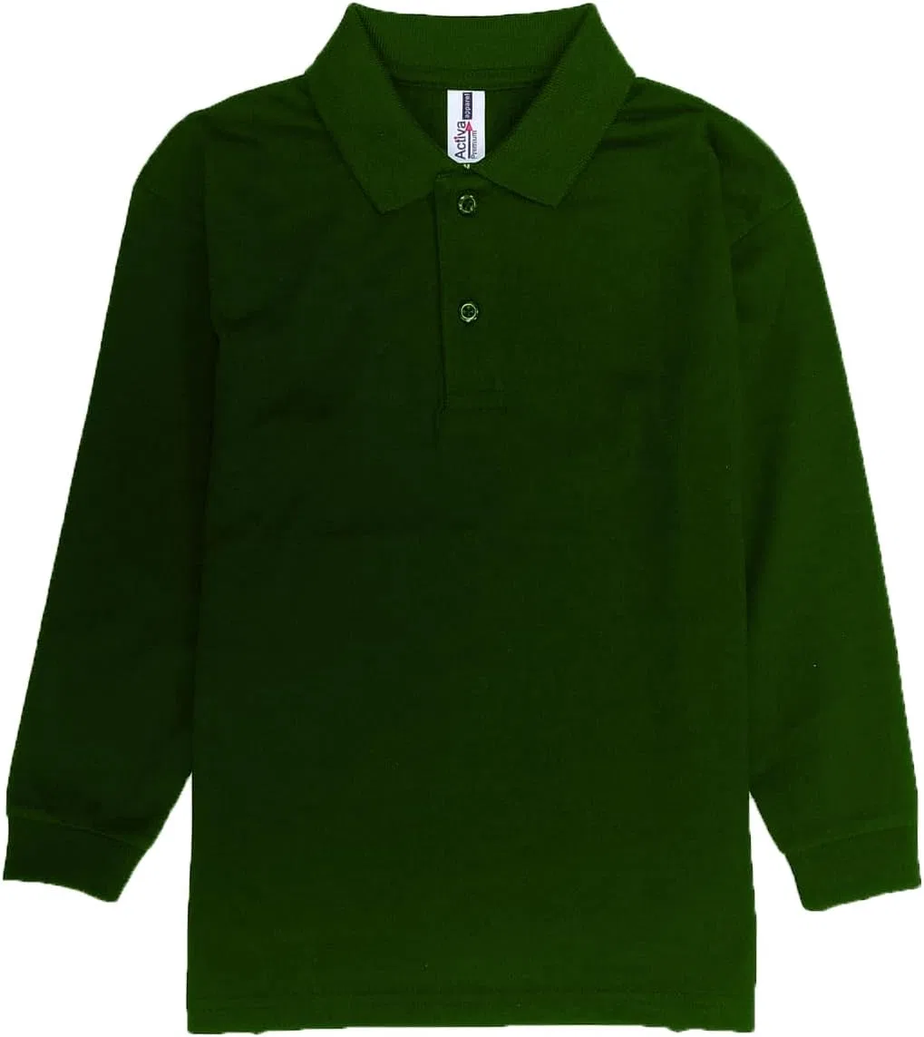 Детская футболка поло с длинным рукавом Activa Apparel, набор 12 штук, Forest Green — фото 3