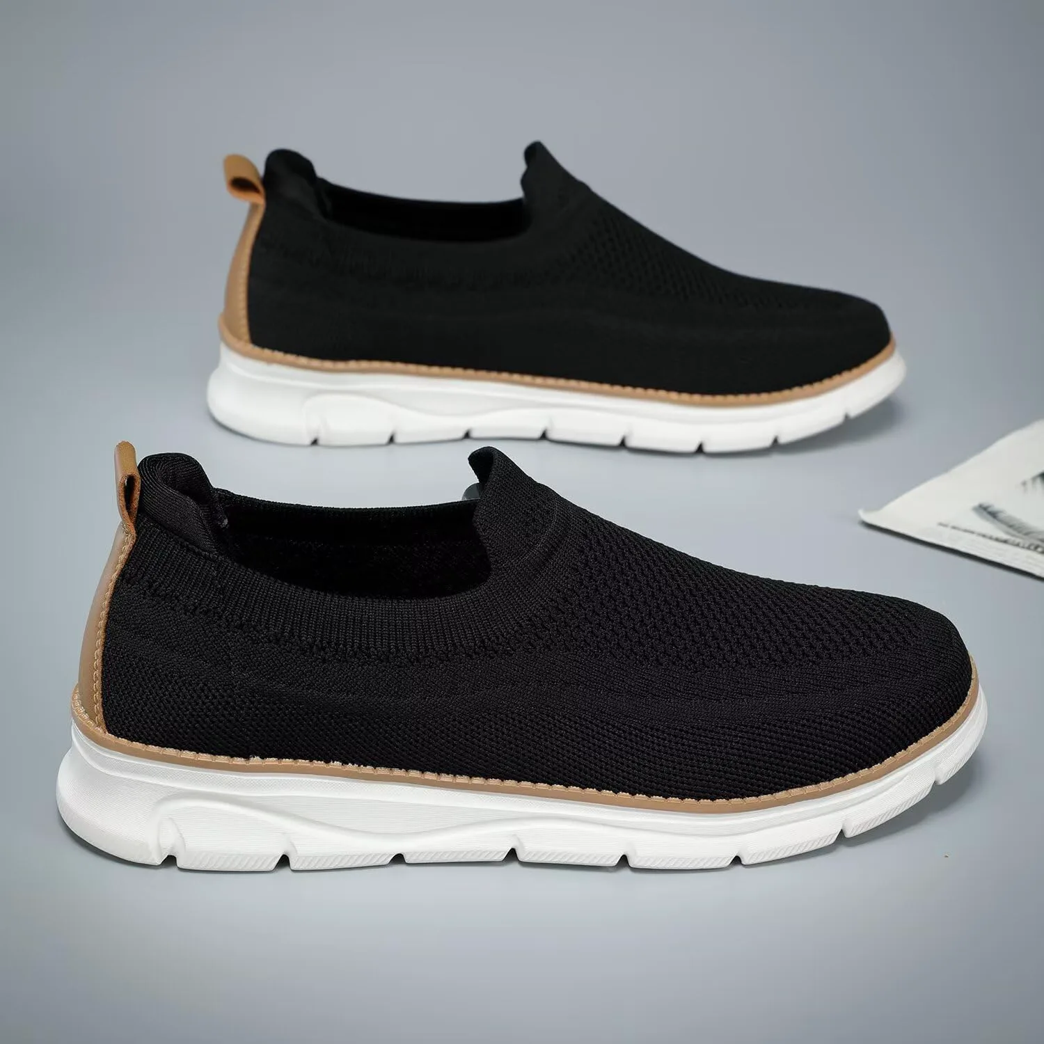 

Мужские слипоны, мокасины, повседневные лоферы, обувь для ходьбы, нескользящая мягкая подошва, легкие кроссовки, деловые туфли, оксфорды, обувь для работы и вождения Wrezatro, черный