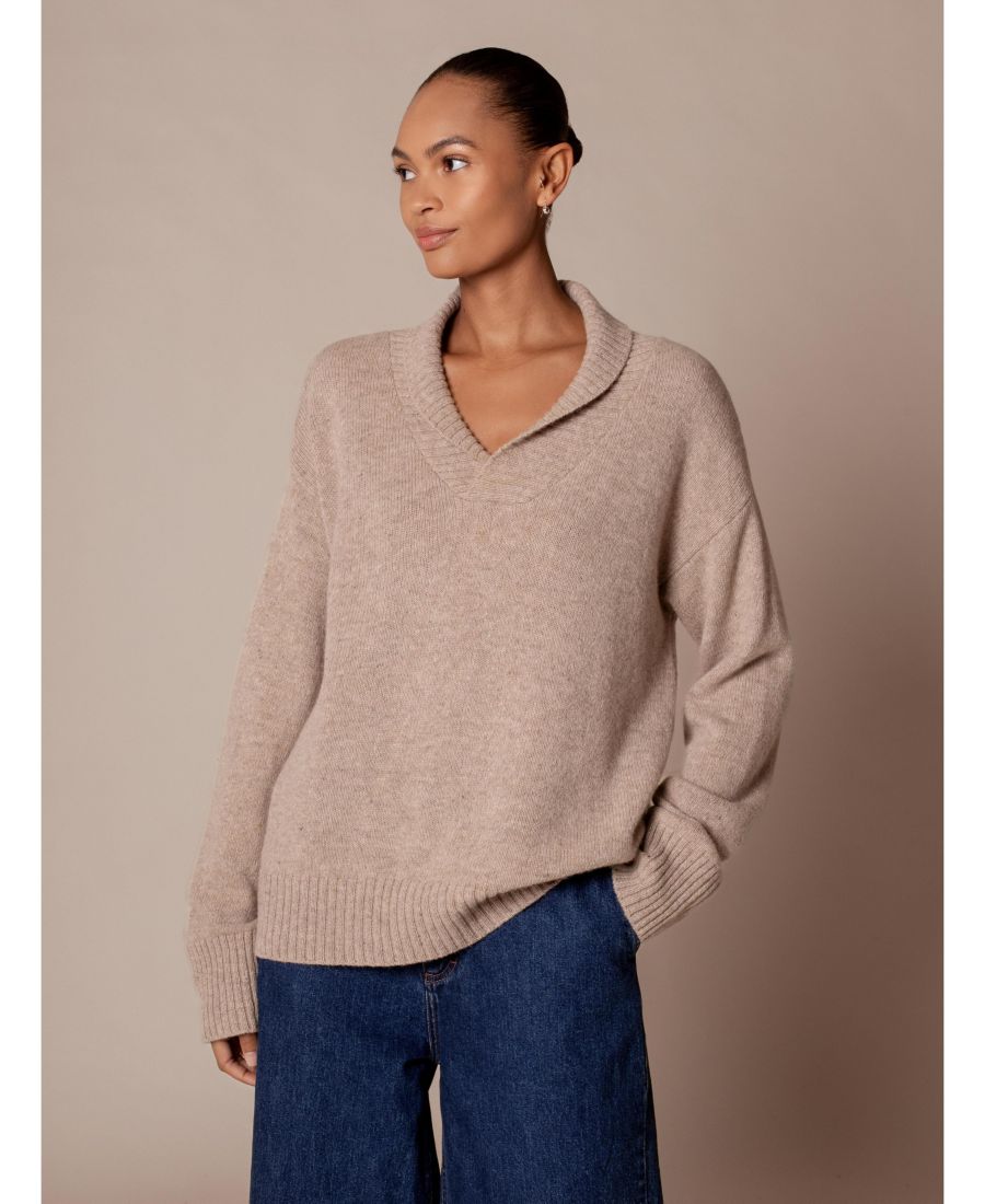 

Женский свитер свободного кроя с воротником-шалью Celtic & Co, Oatmeal